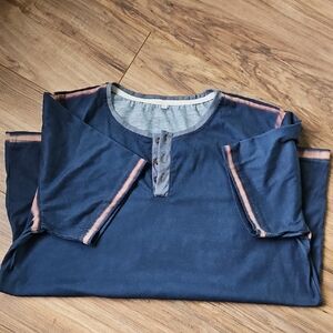 Navy Blue Long Sleeve Henley Shirt